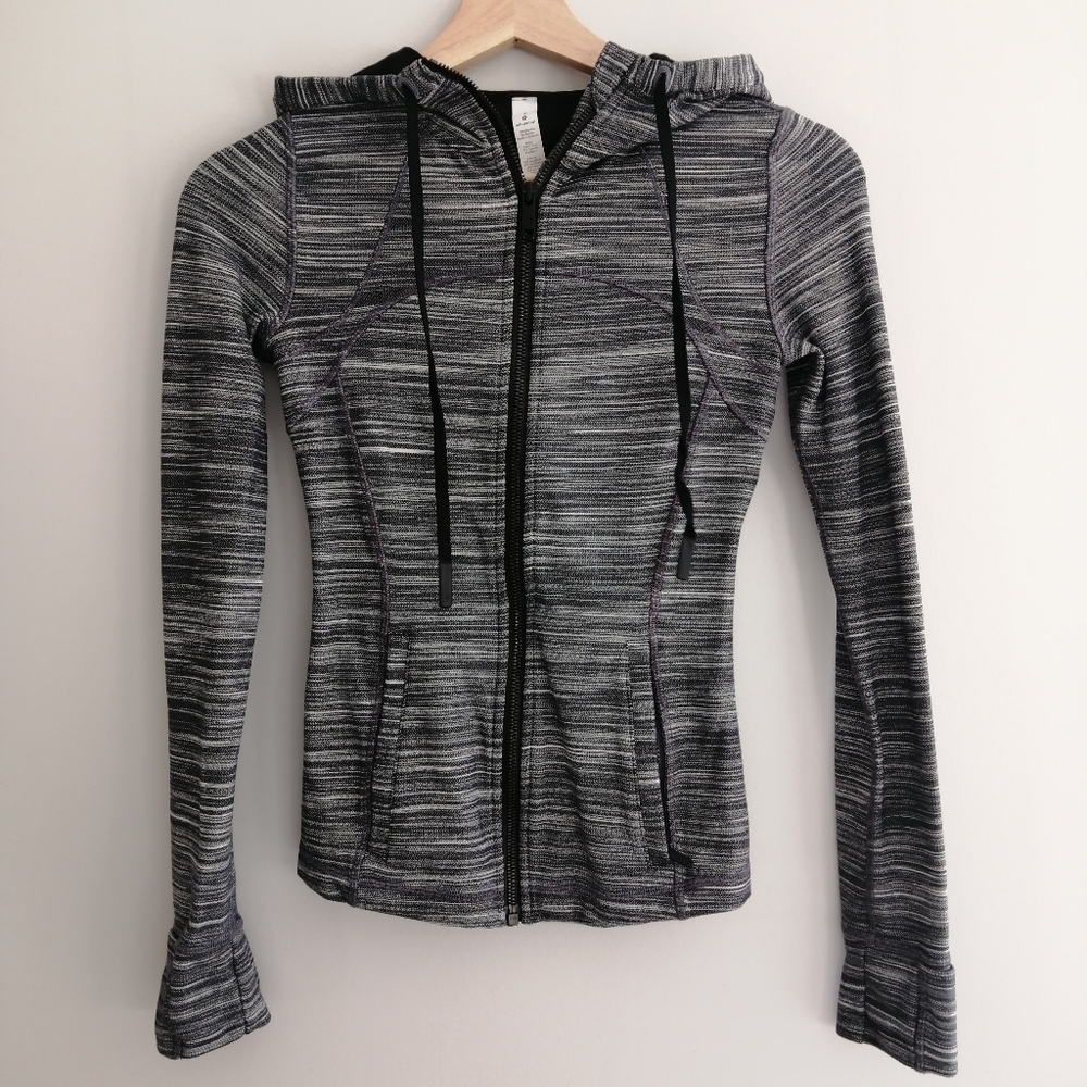 Lululemon Define Jacket Hooded Zip Up Heathered Grey Black Size 2